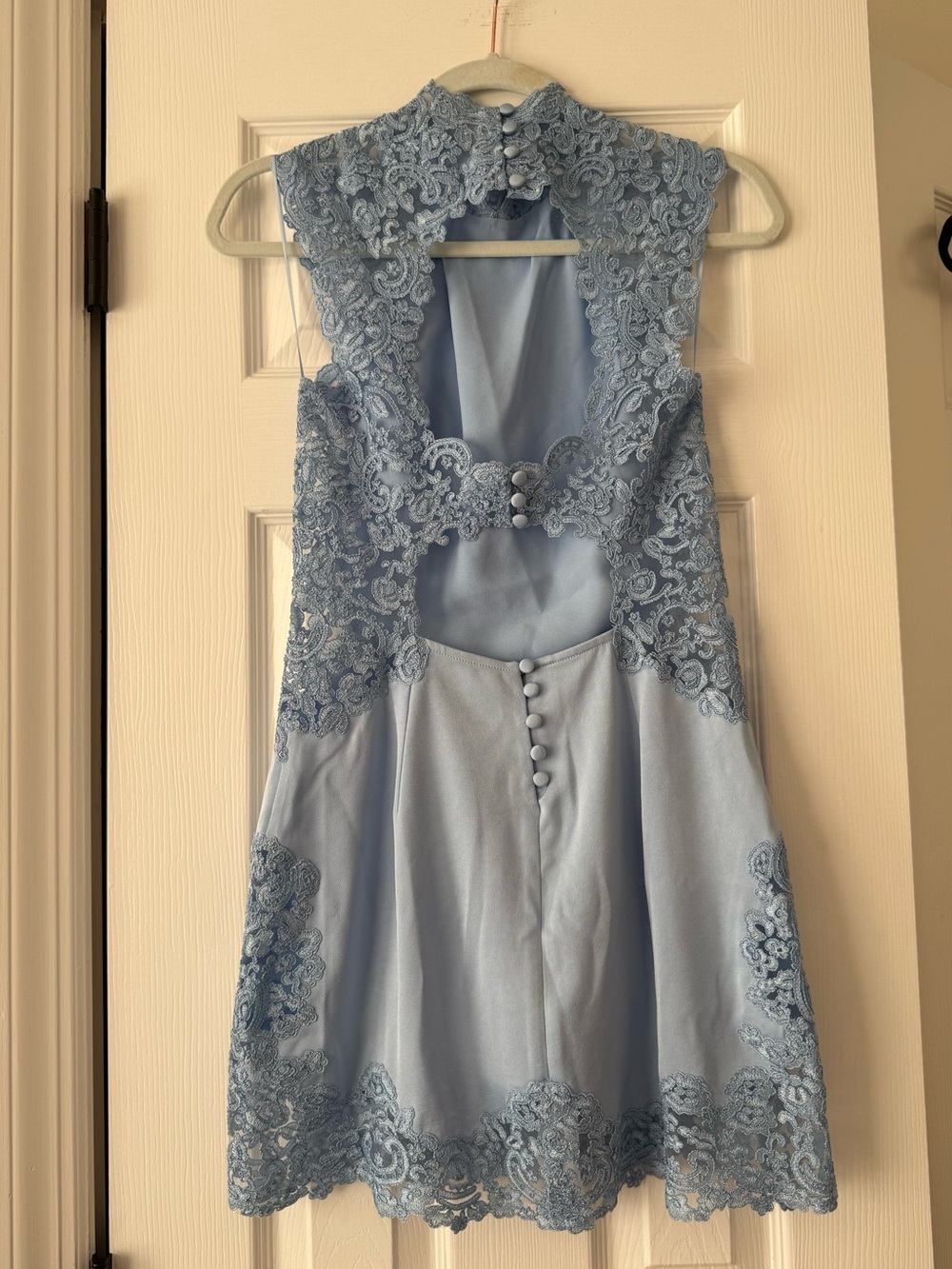 Cult Gaia Riti Lace Trim Open Back Mini Dress Coastal Blue NEW with tags - Picture 9 of 14